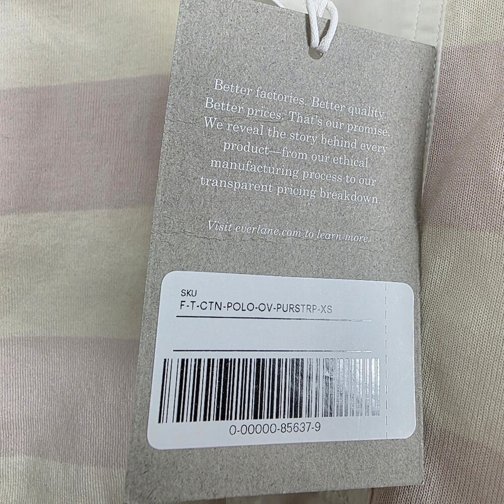 Everlane Orchid Stripe Polo Shirt Size XS Purple White Short Sleeve Cotton NEW - Picture 8 of 11